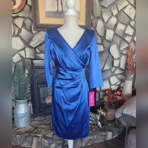 NWT Tahari Arthur S Levine Satin Blue Evening/Cocktail dress size 8
